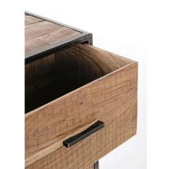 HELLIN Buffet Industriel En Bois D'acacia/métal 1 Porte 3 Tiroirs - CONNEMARA - Bois Foncé -Buffet et enfilade Soldes 58507889 5