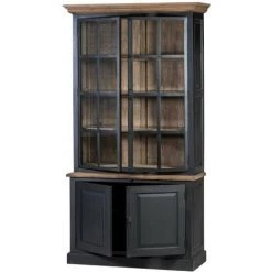 HELLIN Buffet Vaisselier En Bois Noir 2 Portes Vitrées - DALILA - Noir -Buffet et enfilade Soldes 58507890 2