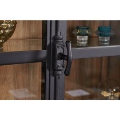 HELLIN Buffet Vaisselier En Bois Noir 2 Portes Vitrées - DALILA - Noir -Buffet et enfilade Soldes 58507890 3