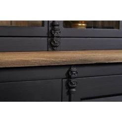 HELLIN Buffet Vaisselier En Bois Noir 2 Portes Vitrées - DALILA - Noir -Buffet et enfilade Soldes 58507890 5