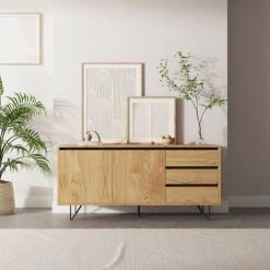 MOBILIER DECO ELOISE - Buffet Enfilade Avec 3 Tiroirs Et 2 Portes En Bois - Bois