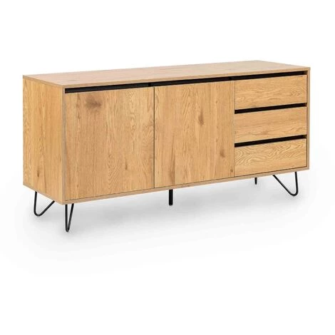 MOBILIER DECO ELOISE - Buffet Enfilade Avec 3 Tiroirs Et 2 Portes En Bois - Bois 2 MOBILIER DECO ELOISE - Buffet Enfilade Avec 3 Tiroirs Et 2 Portes En Bois - Bois – Image 2