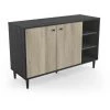 DEMEYERE Buffet 2 Portes 3 Niches Industriel Arty - Noir - Chêne Kronberg Et Noir