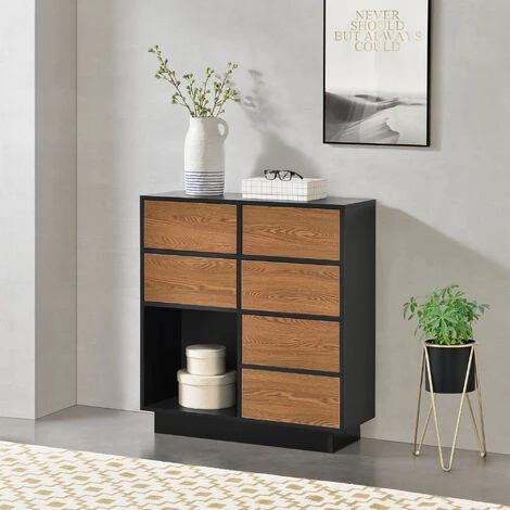 NOVA Meubles De Bureau D'entrée Noirs Avec Portes En Bois Foncé 2 NOVA Meubles De Bureau D'entrée Noirs Avec Portes En Bois Foncé – Image 2