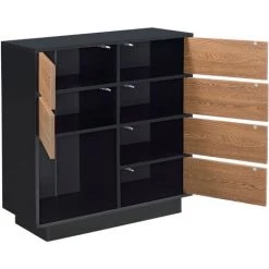 NOVA Meubles De Bureau D'entrée Noirs Avec Portes En Bois Foncé 7 NOVA Meubles De Bureau D'entrée Noirs Avec Portes En Bois Foncé -Buffet et enfilade Soldes 58597309 3