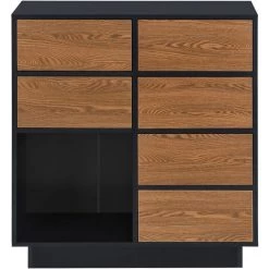 NOVA Meubles De Bureau D'entrée Noirs Avec Portes En Bois Foncé 9 NOVA Meubles De Bureau D'entrée Noirs Avec Portes En Bois Foncé -Buffet et enfilade Soldes 58597309 5