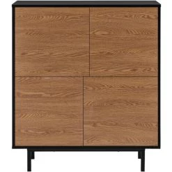 NOVA Meuble D'entrée De Bureau Salon 4 Portes Push-to Ouverte Bois Foncé / Noir -Buffet et enfilade Soldes 58597527 5