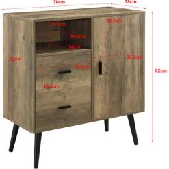 NOVA Étude D'étude Toit Vivant 1 Tiroirs Anta 2 1 Compartiment D'effet De Chêne -Buffet et enfilade Soldes 58598771 3