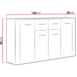 BESTMOBILIER Gaspard - Buffet Bas - Bois Et Gris - 150 Cm - Style Industriel Couleur - Bois / Gris - Bois / Gris -Buffet et enfilade Soldes 58604930 4