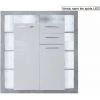 CHB COLLECTION Meuble Salon/séjour. Buffet En Mélaminé Blanc Brillant Et Gris . L-H-P : 121 - 128 - 40 Cm - Blanc Brillant / Gris