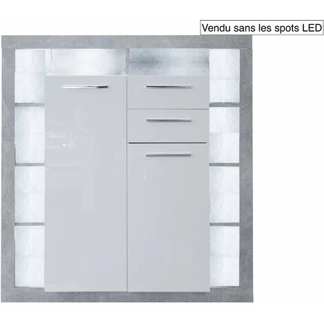 CHB COLLECTION Meuble Salon/séjour. Buffet En Mélaminé Blanc Brillant Et Gris . L-H-P : 121 - 128 - 40 Cm - Blanc Brillant / Gris 1 CHB COLLECTION Meuble Salon/séjour. Buffet En Mélaminé Blanc Brillant Et Gris . L-H-P : 121 - 128 - 40 Cm - Blanc Brillant / Gris