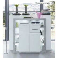 CHB COLLECTION Meuble Salon/séjour. Buffet En Mélaminé Blanc Brillant Et Gris . L-H-P : 121 - 128 - 40 Cm - Blanc Brillant / Gris 5 CHB COLLECTION Meuble Salon/séjour. Buffet En Mélaminé Blanc Brillant Et Gris . L-H-P : 121 - 128 - 40 Cm - Blanc Brillant / Gris -Buffet et enfilade Soldes 58605821 2