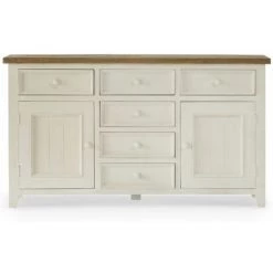 DECORATION D’AUTREFOIS Buffet 6 Tiroirs Bois Blanc 159x40x90cm - Blanc