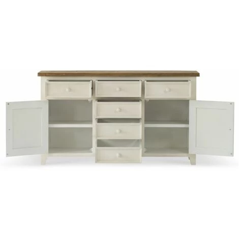 DECORATION D’AUTREFOIS Buffet 6 Tiroirs Bois Blanc 159x40x90cm - Blanc 4 DECORATION D’AUTREFOIS Buffet 6 Tiroirs Bois Blanc 159x40x90cm - Blanc – Image 4