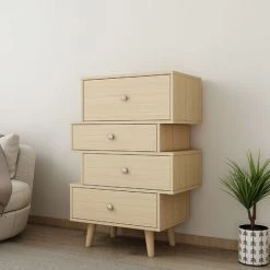 Foroo Home - Buffet De Salon - Rangement Avec 4 Tiroirs -Buffet et enfilade Soldes 58655404 3