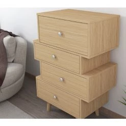 Foroo Home - Buffet De Salon - Rangement Avec 4 Tiroirs -Buffet et enfilade Soldes 58655404 4