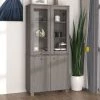 VidaXL Buffet Bois Massif De Pin Gris Clair - Gris