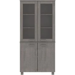 VidaXL Buffet Bois Massif De Pin Gris Clair - Gris -Buffet et enfilade Soldes 58672856 3