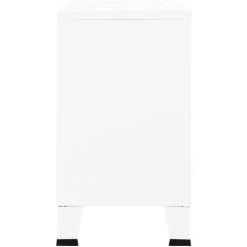 INLIFE Buffet Industriel Blanc 105x35x62 Cm Métal Et Verre - Blanc -Buffet et enfilade Soldes 58691011 4