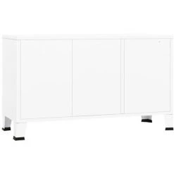 INLIFE Buffet Industriel Blanc 105x35x62 Cm Métal Et Verre - Blanc -Buffet et enfilade Soldes 58691011 5
