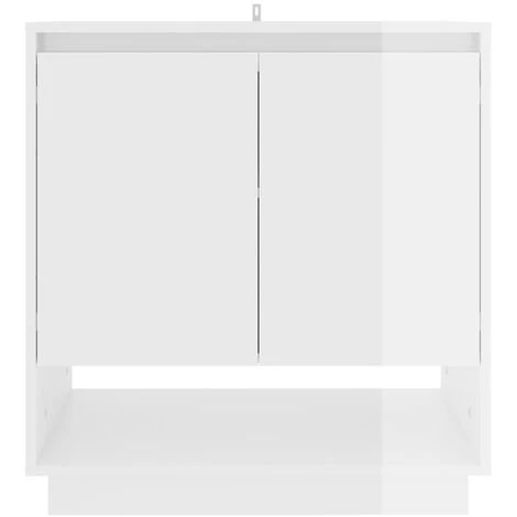 INLIFE Buffet Blanc Brillant 70x41x75 Cm Aggloméré - Blanc 3 INLIFE Buffet Blanc Brillant 70x41x75 Cm Aggloméré - Blanc – Image 3
