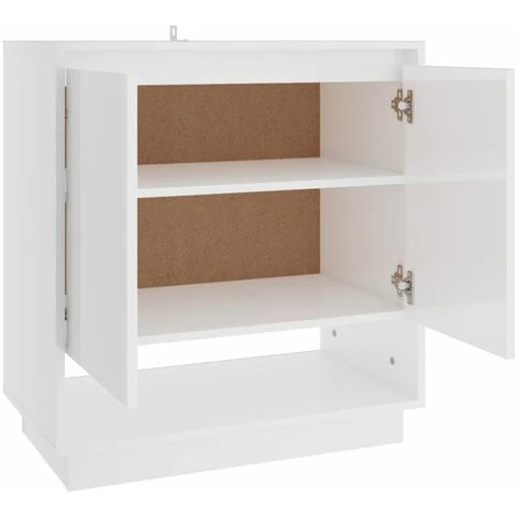INLIFE Buffet Blanc Brillant 70x41x75 Cm Aggloméré - Blanc 5 INLIFE Buffet Blanc Brillant 70x41x75 Cm Aggloméré - Blanc – Image 5