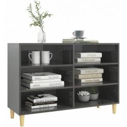 INLIFE Buffet Gris Brillant 103,5x35x70 Cm Aggloméré - Gris -Buffet et enfilade Soldes 58691301 3