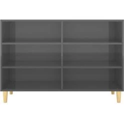 INLIFE Buffet Gris Brillant 103,5x35x70 Cm Aggloméré - Gris -Buffet et enfilade Soldes 58691301 4