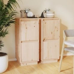 INLIFE Buffets 2 Pcs 31,5x34x75 Cm Bois Massif De Pin - Brun