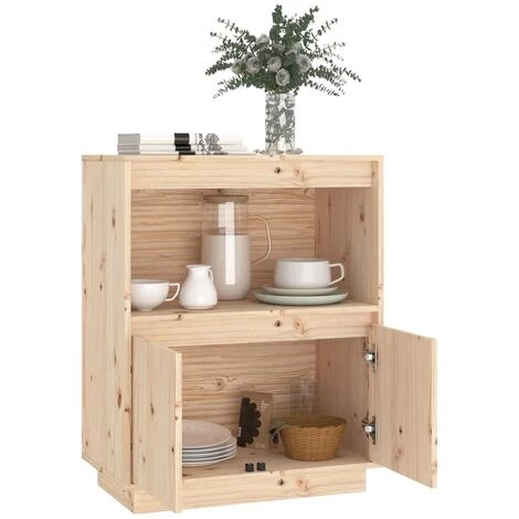 INLIFE Buffet 60x34x75 Cm Bois Massif De Pin - Brun 4 INLIFE Buffet 60x34x75 Cm Bois Massif De Pin - Brun – Image 4