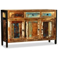 INLIFE Buffet Bois De Récupération Massif 120 X 35 X 76 Cm - Brun -Buffet et enfilade Soldes 58691649 3