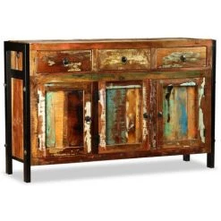 INLIFE Buffet Bois De Récupération Massif 120 X 35 X 76 Cm - Brun -Buffet et enfilade Soldes 58691649 4