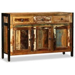 INLIFE Buffet Bois De Récupération Massif 120 X 35 X 76 Cm - Brun -Buffet et enfilade Soldes 58691649 5