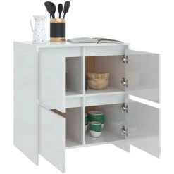 INLIFE Buffet Blanc Brillant 70x41x75 Cm Aggloméré - Blanc -Buffet et enfilade Soldes 58691692 4