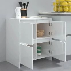 INLIFE Buffet Blanc Brillant 70x41x75 Cm Aggloméré - Blanc -Buffet et enfilade Soldes 58691692 5