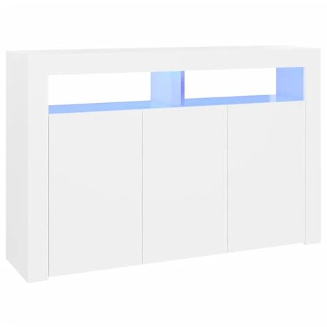 INLIFE Buffet Avec Lumières LED Blanc 115,5x30x75 Cm - Blanc 2 INLIFE Buffet Avec Lumières LED Blanc 115,5x30x75 Cm - Blanc – Image 2