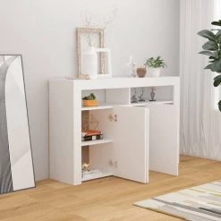 INLIFE Buffet Avec Lumières LED Blanc 115,5x30x75 Cm - Blanc 7 INLIFE Buffet Avec Lumières LED Blanc 115,5x30x75 Cm - Blanc -Buffet et enfilade Soldes 58691736 3