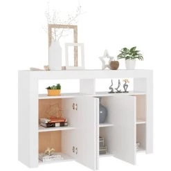 INLIFE Buffet Avec Lumières LED Blanc 115,5x30x75 Cm - Blanc 8 INLIFE Buffet Avec Lumières LED Blanc 115,5x30x75 Cm - Blanc -Buffet et enfilade Soldes 58691736 4