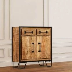 INLIFE Buffet 65 X 30 X 70 Cm Bois De Manguier Massif - Brun -Buffet et enfilade Soldes 58692121 2