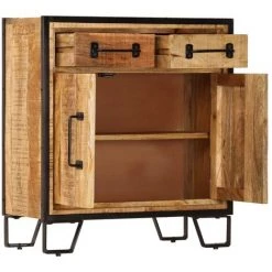 INLIFE Buffet 65 X 30 X 70 Cm Bois De Manguier Massif - Brun -Buffet et enfilade Soldes 58692121 5