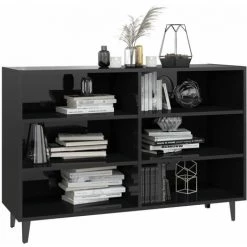 INLIFE Buffet Noir Brillant 103,5x35x70 Cm Aggloméré - Noir -Buffet et enfilade Soldes 58692305 3