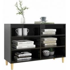 INLIFE Buffet Noir Brillant 103,5x35x70 Cm Aggloméré - Noir -Buffet et enfilade Soldes 58692392 3