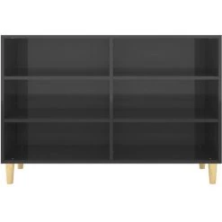 INLIFE Buffet Noir Brillant 103,5x35x70 Cm Aggloméré - Noir -Buffet et enfilade Soldes 58692392 4