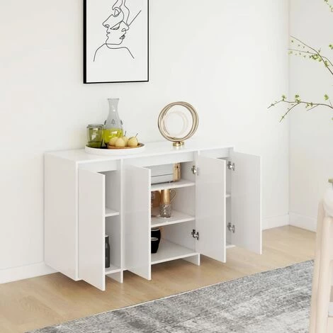 INLIFE Buffet Blanc 120x41x75 Cm Aggloméré - Blanc 4 INLIFE Buffet Blanc 120x41x75 Cm Aggloméré - Blanc – Image 4