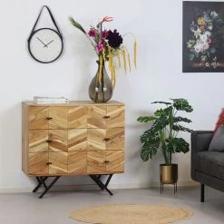 DIMEHOUSE Hunter Buffet Industriel Bois 90x40x85 Cm - Marron, Noir