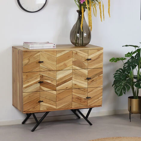 DIMEHOUSE Hunter Buffet Industriel Bois 90x40x85 Cm - Marron, Noir 2 DIMEHOUSE Hunter Buffet Industriel Bois 90x40x85 Cm - Marron, Noir – Image 2