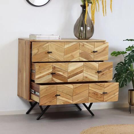 DIMEHOUSE Hunter Buffet Industriel Bois 90x40x85 Cm - Marron, Noir 3 DIMEHOUSE Hunter Buffet Industriel Bois 90x40x85 Cm - Marron, Noir – Image 3