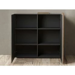 VENTE-UNIQUE.COM Buffet Haut - 2 Portes - Anthracite Et Naturel - CAYNO - Gris Anthracite -Buffet et enfilade Soldes 58883375 3