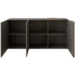 VENTE-UNIQUE.COM Buffet - 3 Portes - Anthracite Et Naturel - CAYNO - Gris Anthracite -Buffet et enfilade Soldes 58883428 5