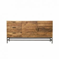 MEUBLETMOI Buffet Industriel En Pin Recyclé Et Métal Noir L. 160 Cm - FACTORY - Bois 7 MEUBLETMOI Buffet Industriel En Pin Recyclé Et Métal Noir L. 160 Cm - FACTORY - Bois -Buffet et enfilade Soldes 58968654 3